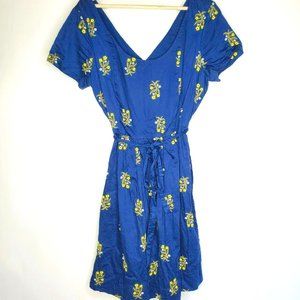 Lands End Womens 16 W Embroidered Floral Dress